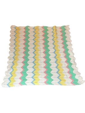 Vintage Handmade Knit Baby Blanket